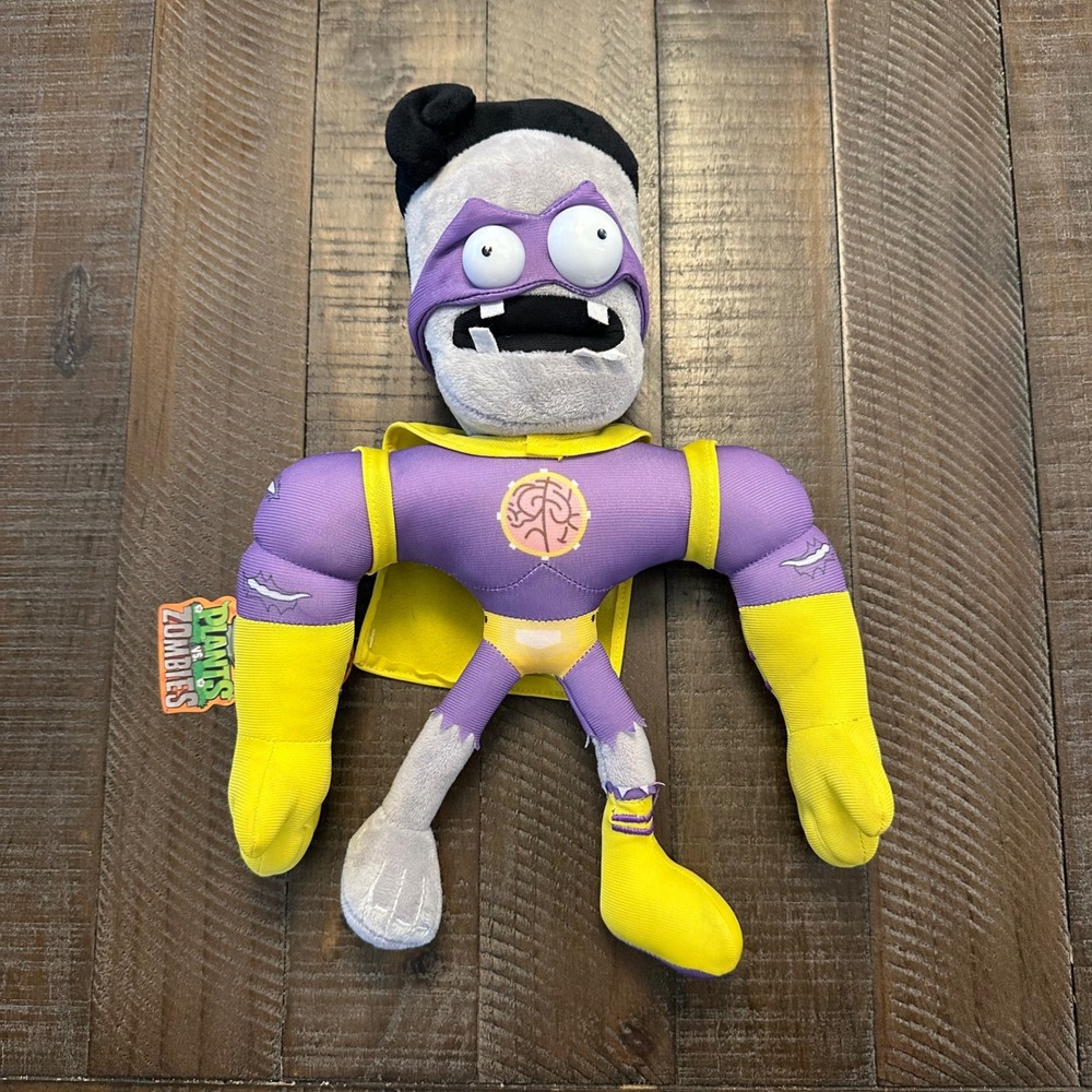 Plants vs Zombies Super Brainz Plush 13" EA PopCap Superhero Zombie NWT 2019